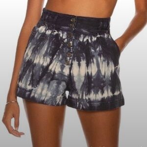 Ulla Johnson Ares Indigo Tie Dye High Waisted Jean Shorts